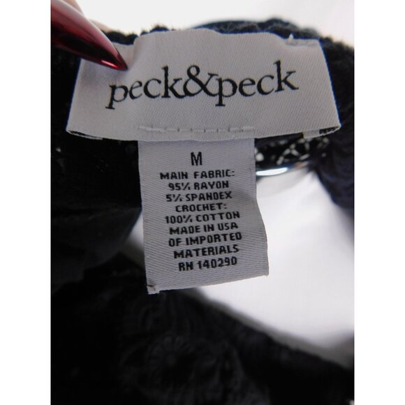 Peck & Peck Black Crochet Off Shoulder Top Boho Witch M - Picture 10 of 11